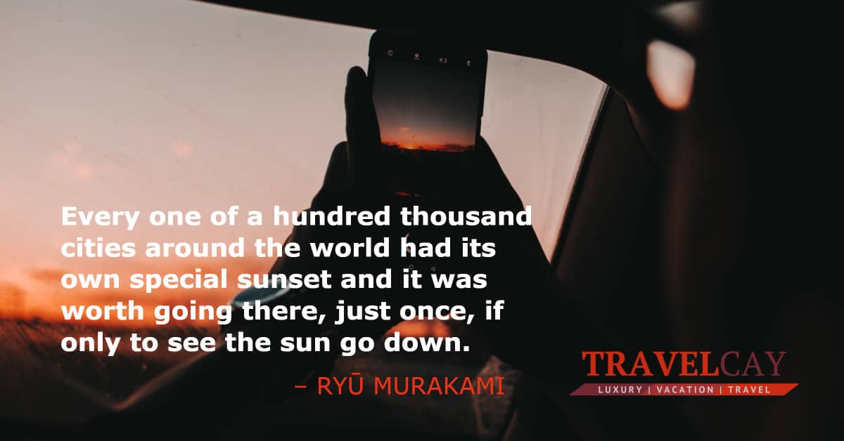 Every one of a hundred thousand cities around the world had its own special sunset and it was... – RYŪ MURAKAMI 2